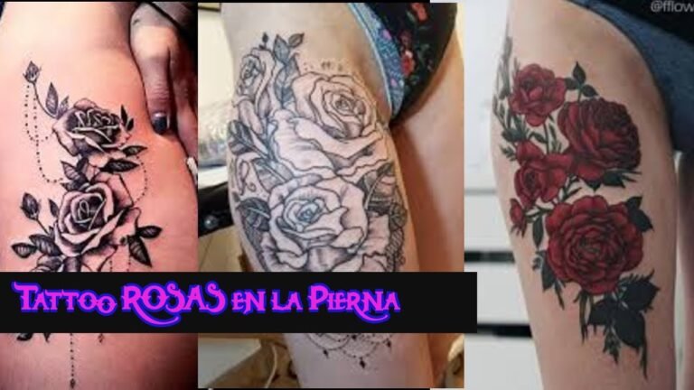 Rosas en la pierna: tatuajes a color para mujeres